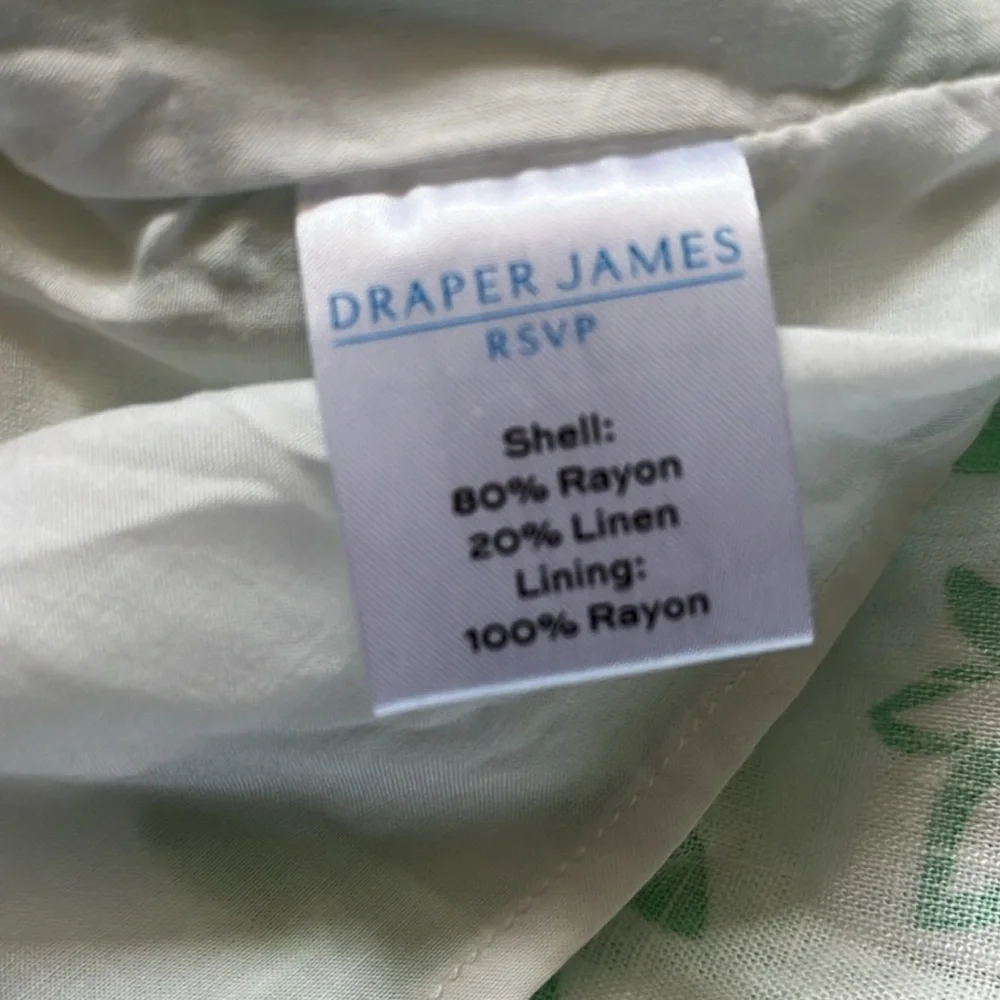 Draper James Puff Sleeve Green Floral Dress Size Medium Linen Blend Button Up - Picture 10 of 10
